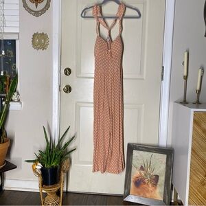 Elegant Pink & Orange Patterned Dress XL